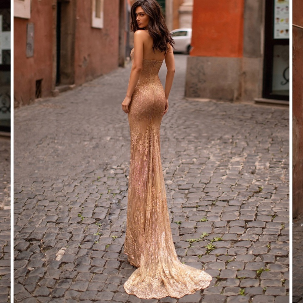 Alamour the Label Leila Gold Strapless Glitter